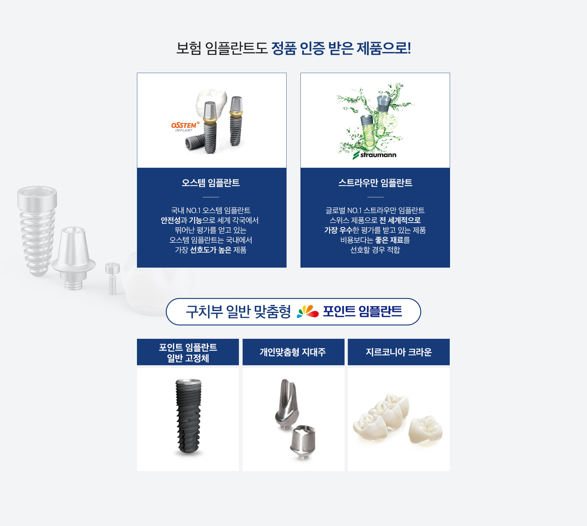 보험 임플란트도 정품 인증 받은 제품으로!